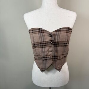Forever 21 Brown Plaid Bustier Large Academia
